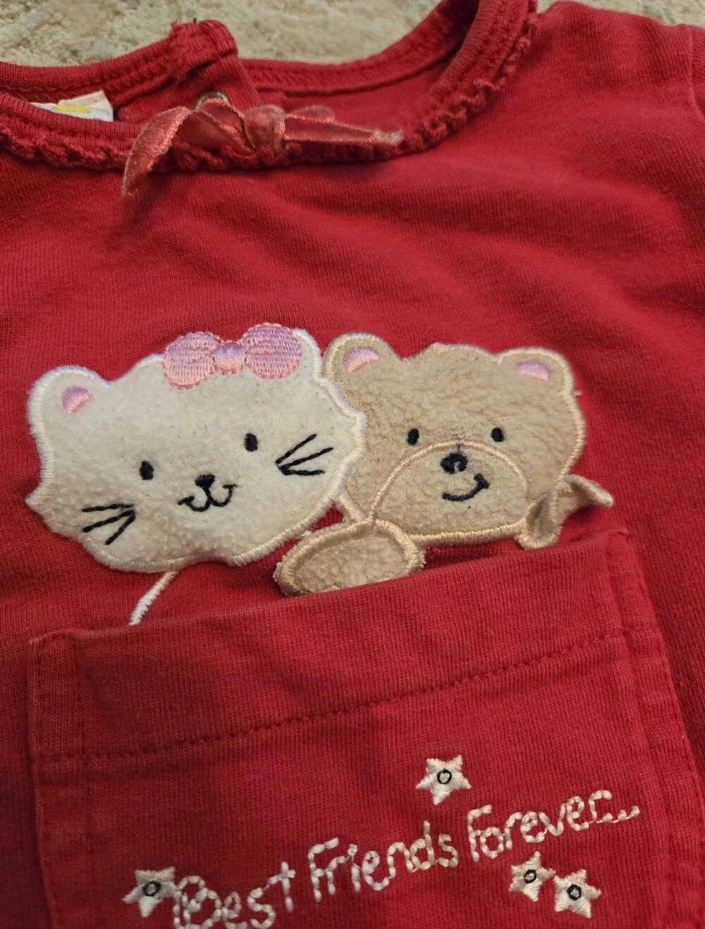 Vintage Y2k Red Teddy Bear Kitten Best Friends Forever Set